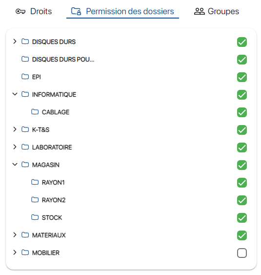 Gérer les droits des dossiers et des localisations sur K inventory Logiciel de gestion de stock en ligne