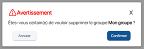 Confirmation de la suppression d'un groupe d'utilisateurs sur K inventory logiciel d’inventaire