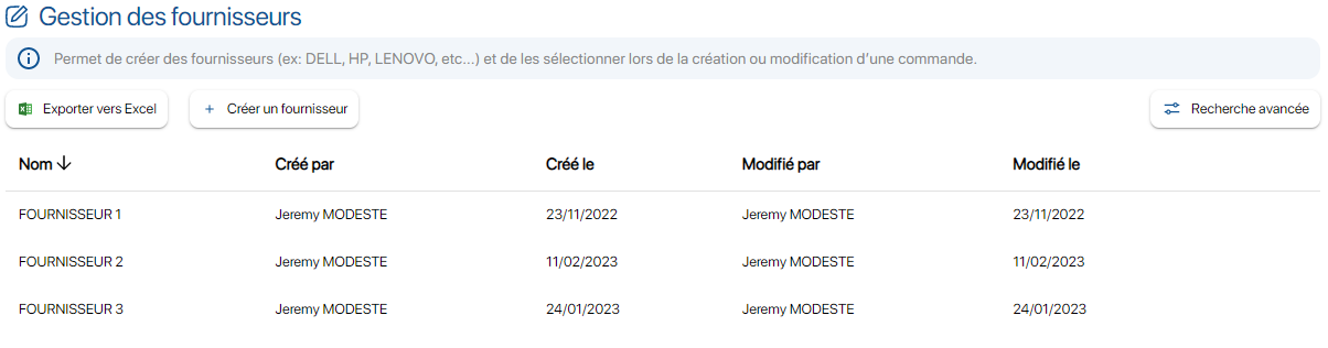 Gérer les profils de fournisseurs sur K inventory plateforme de gestion de stock