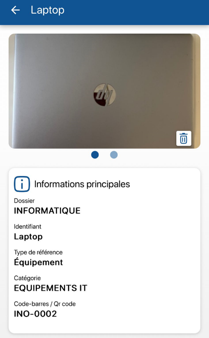 Résultat du scan du code-barres de l'application de gestion de stock K inventory