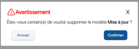 Confirmation de la suppression d'un formulaire de mise à jour rapide sur K inventory logiciel d’inventaire