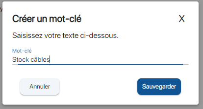 Créer un mot-clé l'application de gestion de stock en ligne K inventory