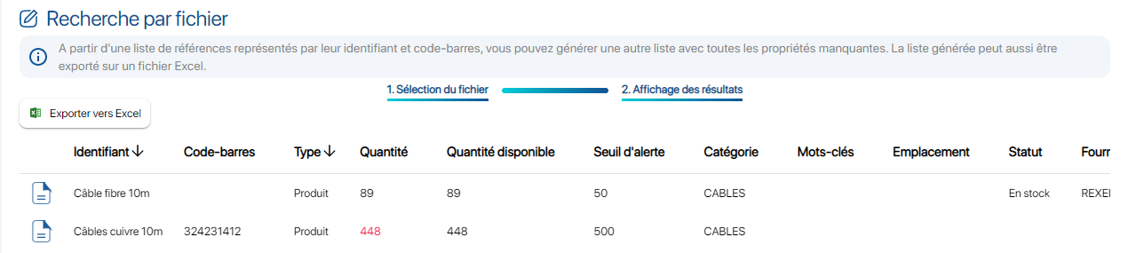 Résultat de la recherche par code-barres sur K inventory