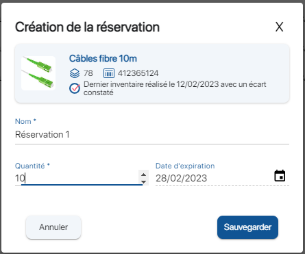 Réserver des références du stock sur l'application de gestion des stocks K inventory