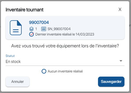 Réaliser un inventaire tournant sur une référence sur l'application d'inventaire en ligne K inventory