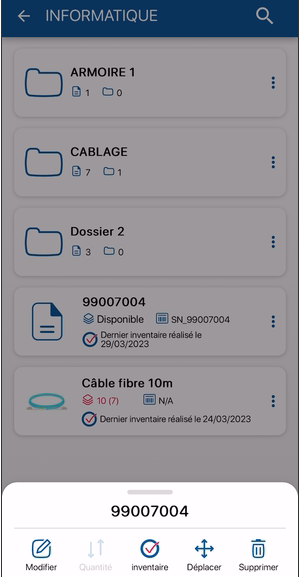 Réaliser un inventaire sur une seul référence sur l'application de gestion des stocks K inventory