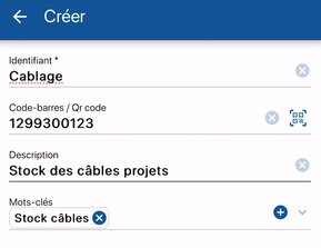 Créer un dossier sur mobile pour le logiciel de gestion de stocks K inventory