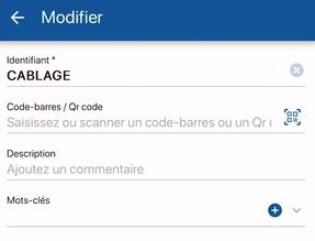 Création d'un mot-clé sur un dossier de K inventory logiciel de gestion de stock