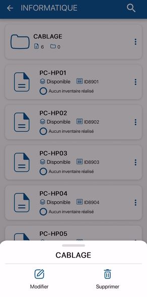 Modifier un dossier sur K inventory logiciel d’inventaire