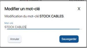 Modifier un mot-clé sur K inventory logiciel de gestion de stock en ligne