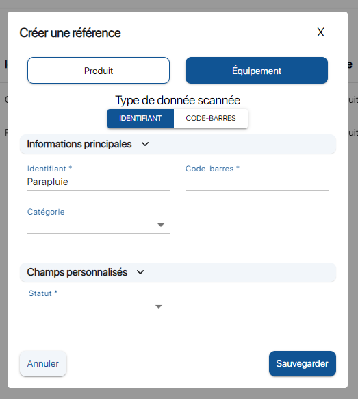 Easy reference creation in K inventory's quick update module