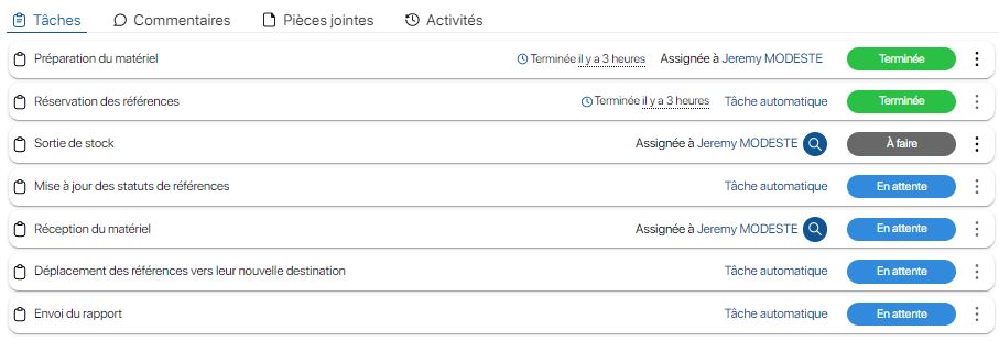 Réaliser une intervention de déplacement sur l'application de gestion de stock K inventory