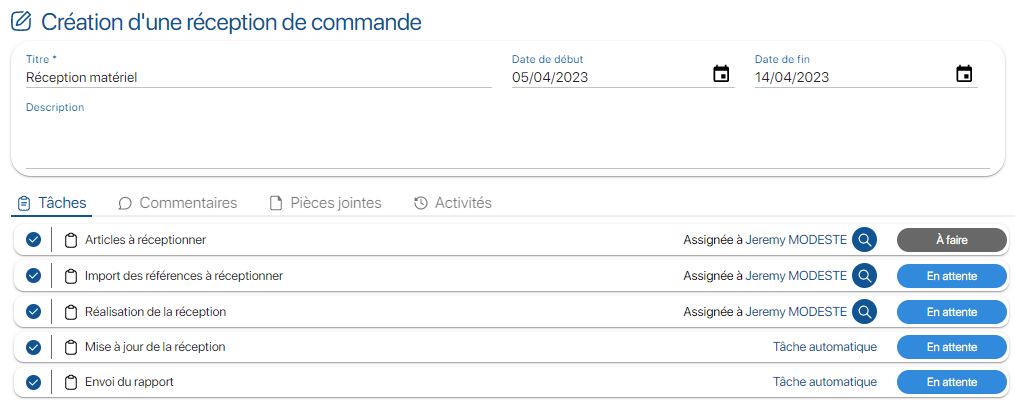 Recevoir une commande sur K inventory logiciel de gestion de stocks