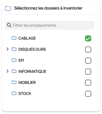 Choisir le périmètre d'un inventaire sur l'application de gestion de stock en ligne K inventory