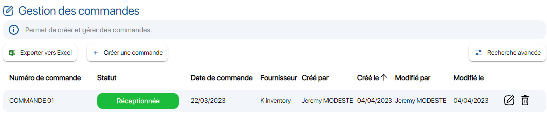 Gérer des commandes sur K inventory logiciel de gestion de stocks