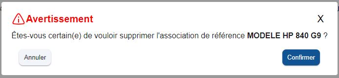 Confirmer la suppression de l'association de références