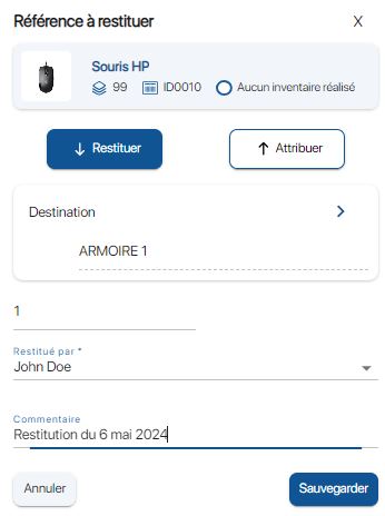 Restitution depuis la fiche référence desktop