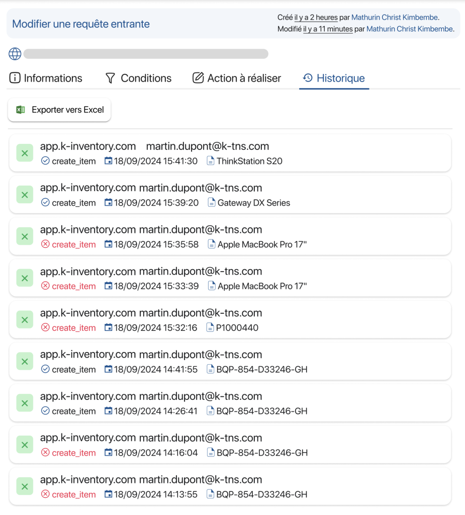 historique des requetes api entrantes k inventory