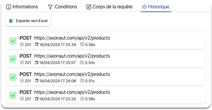 Consulter l'historique des requêtes API envoyé ou reçu selon vos logiciels